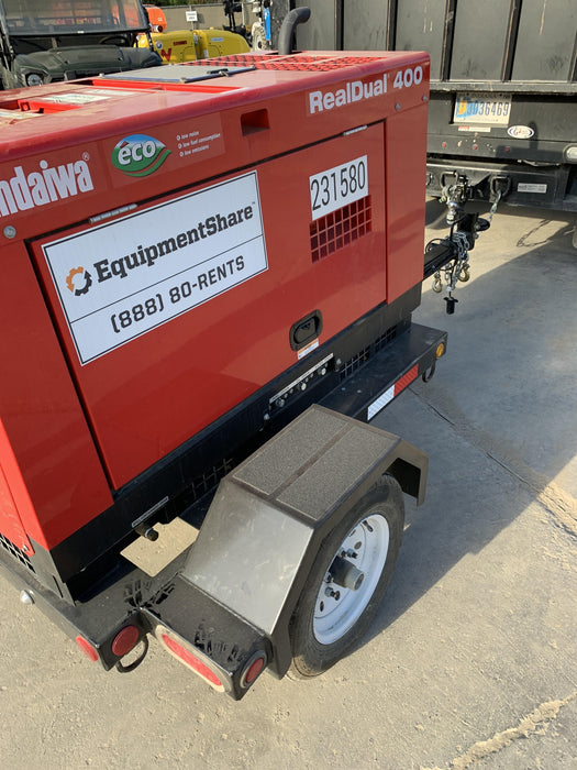 2022 Shindaiwa DGW400MDL Kubota D902 Engine, 23 HP, Dual Op Welder, Wire, Arc, Droop Stick, Tig, and CC Stick Functionality, Simulphase, 3 Phase and 1 Phase Gen Output, Single Axle NB Trlr, Slr Trckl Chrg 12V 12W, Fire Ext