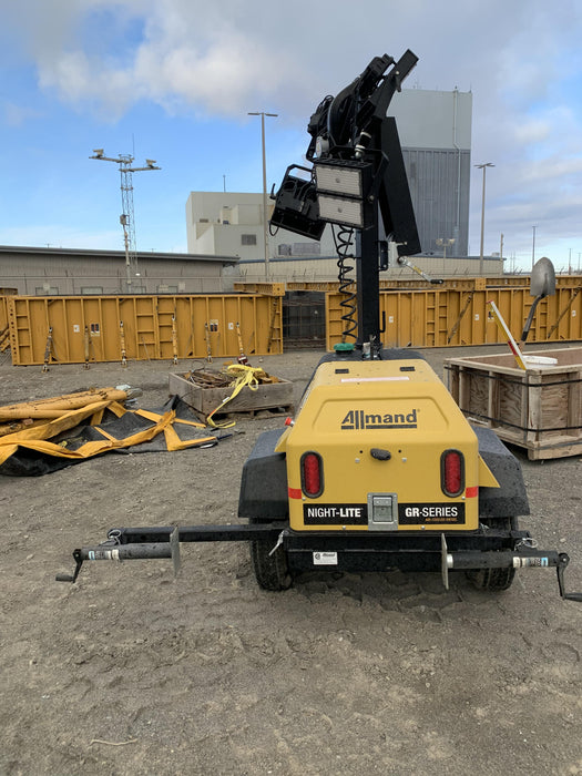 2020 Allmand NLV3GR (4) LED Light Fixture 350W, 23' Vertical Mast, 3kW Prime, Towable, Deep Sea L401, Leveling Jacks, Yanmar T4F 5.8hp