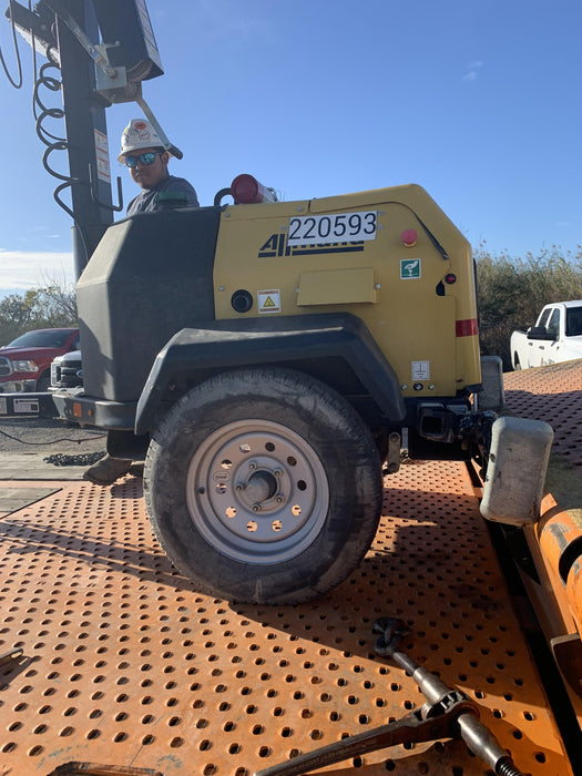 2022 Allmand NLV3GR (4) LED Light Fixture 350W, 23' Vertical Mast, 3kW Prime, Towable, Deep Sea L401, Leveling Jacks, Yanmar T4F 5.8hp