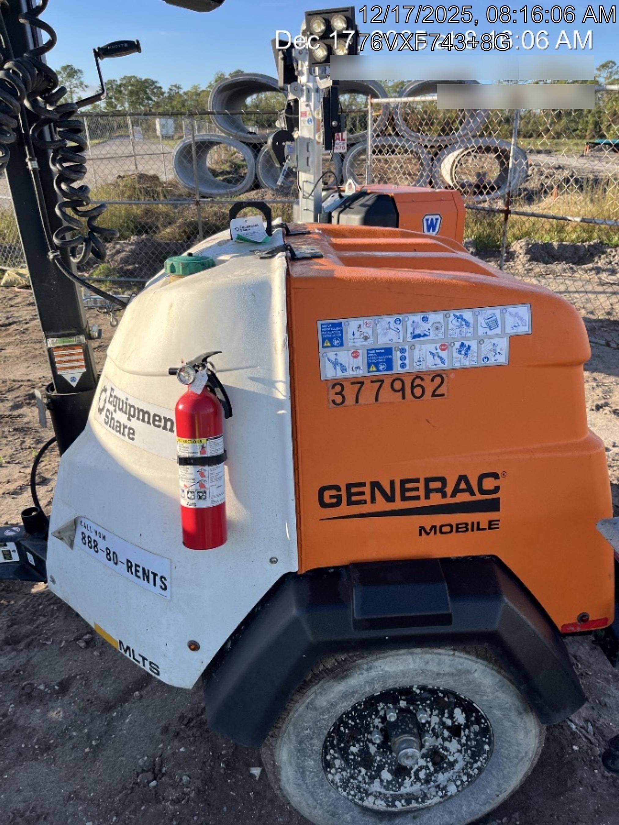 2023 Generac MLT2 Diesel, Flex Switch 120V Input, Powerzone Controller, 
(4) 320W LED Lights, 4kW Generator, 39.9 Gal Fuel Tank, 2" Ball, T3
