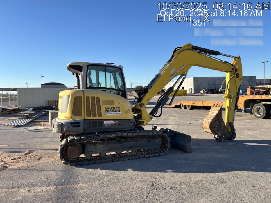 Wacker Neuson ET90 Enclosed Cab, Hybrid Tracks, Long Dipperstick, Bucket