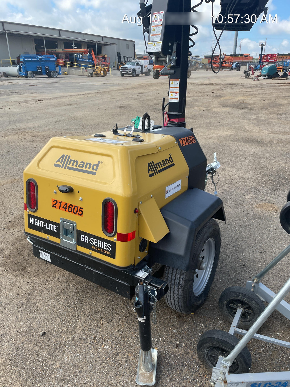 2022 Allmand NLV3GR (4) LED Light Fixture 350W, 23' Vertical Mast, 3kW Prime, Towable, Deep Sea L401, Leveling Jacks, Yanmar T4F 5.8hp