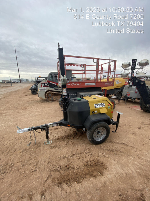 2022 Allmand NLV3GR (4) LED Light Fixture 350W, 23' Vertical Mast, 3kW Prime, Towable, Deep Sea L401, Leveling Jacks, Yanmar T4F 5.8hp