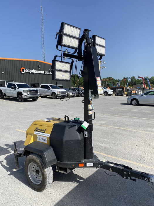 2022 Allmand NLV3GR (4) LED Light Fixture 350W, 23' Vertical Mast, 3kW Prime, Towable, Deep Sea L401, Leveling Jacks, Yanmar T4F 5.8hp