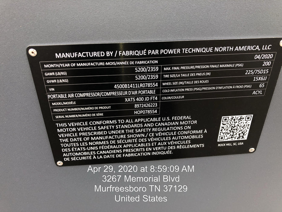 2020 ATLAS COPCO XATS 400 PFF
