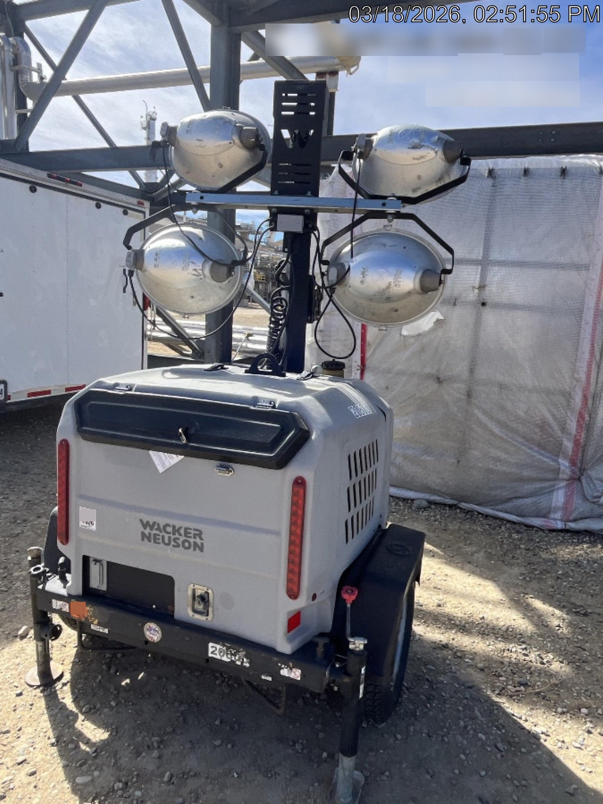 2018 Wacker Neuson LTV6L-MH Wacker Neuson LTV6L Mobile Light Tower w/Fuel Level Sensor Installed