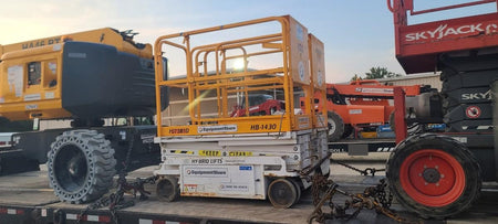 Custom Equipment HB-1430 Hy-Brid Scissor Lift
Platform capacity up to 670 lbs
Working height up to 20 ft
Weighs under 1,700 lbs
Non-marking wheels