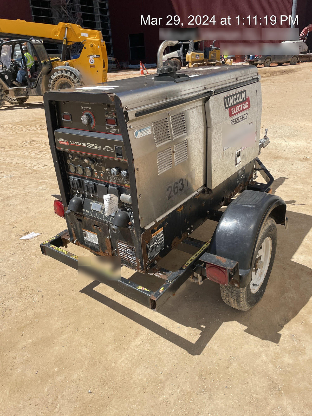 2019 Lincoln Electric Vantage 322 Lincoln Vantage 322 Welder w/Trailer, Light Kit, Cable Rack