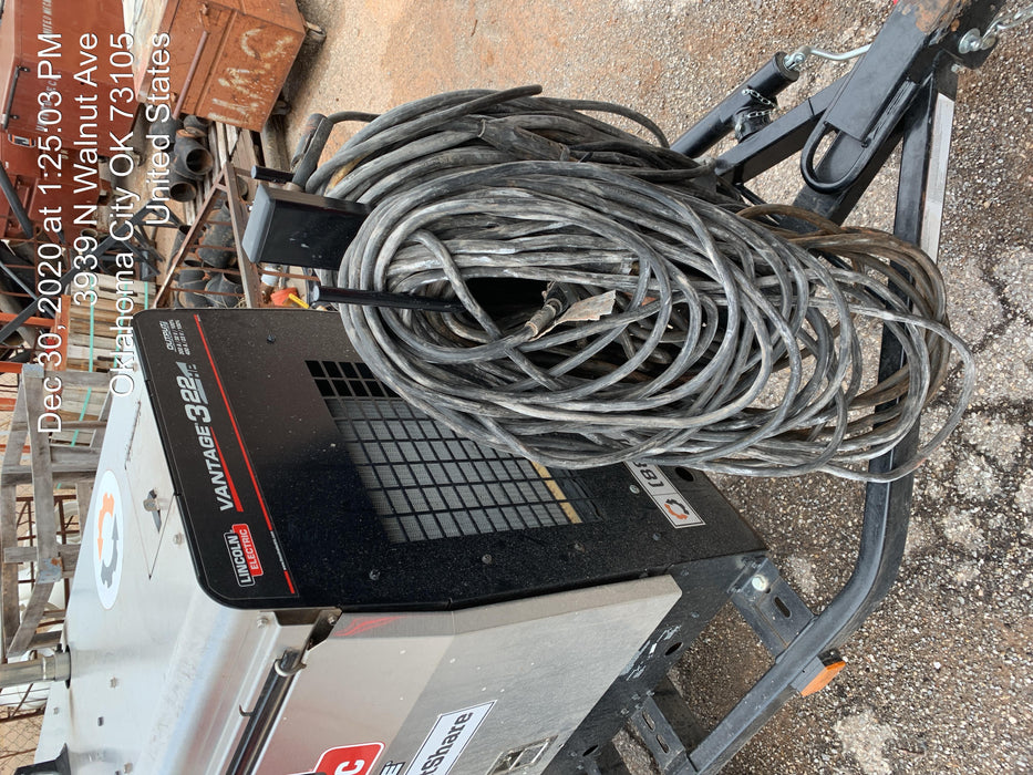 2019 Lincoln Electric Vantage 322 Ready-Pak 3, Two Wheel Trailer, Fender and Light Kit, Cable Rack