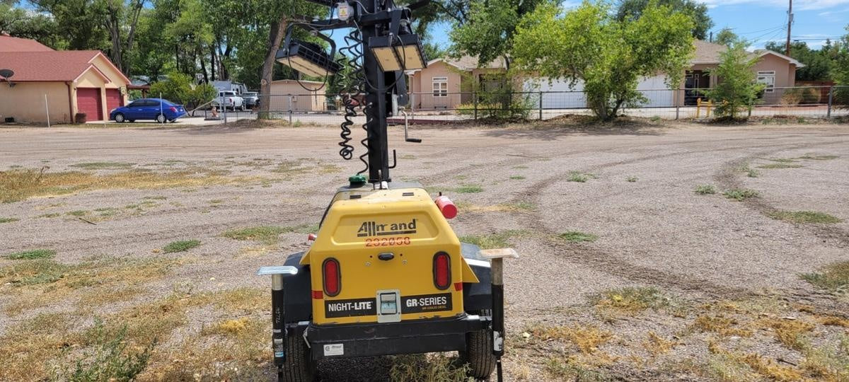 2022 Allmand NLV3GR (4) LED Light Fixture 350W, 23' Vertical Mast, 3kW Prime, Towable, Deep Sea L401, Leveling Jacks, Yanmar T4F 5.8hp