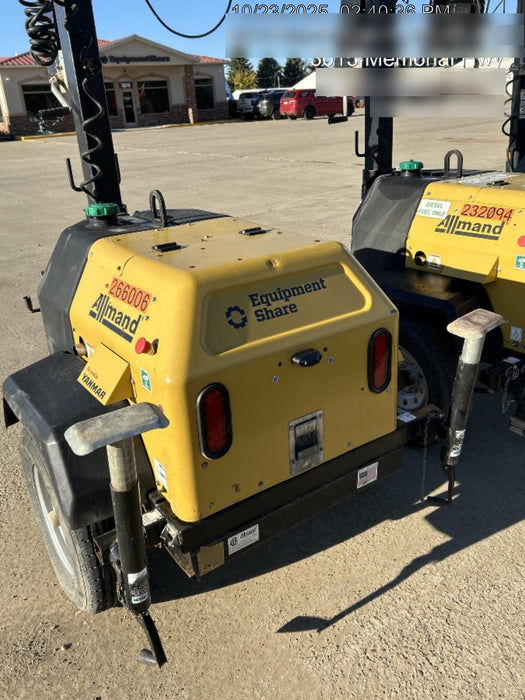 2022 Allmand NLV3GR (4) LED Light Fixture 350W, 23' Vertical Mast, 3kW Prime, Towable, ES Decals, T3