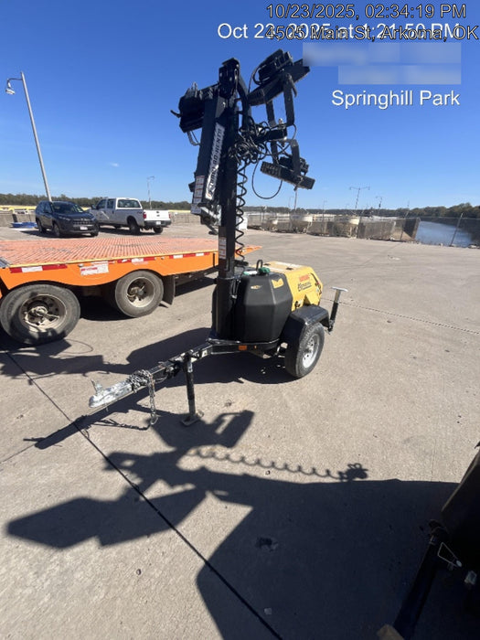 2022 Allmand NLV3GR (4) LED Light Fixture 350W, 23' Vertical Mast, 3kW Prime, Towable, Deep Sea L401, Leveling Jacks, Yanmar T4F 5.8hp