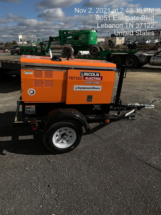 2021 Lincoln Electric Vantage 322 Vantage 322 Ready Pak 3 w/ Decals, ORANGE (includes trailer, cable rack, fender light kit) NO Telematics