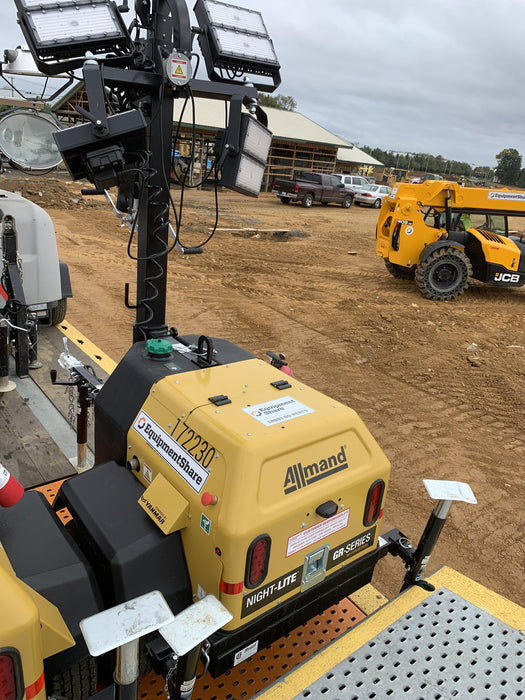 2021 Allmand NLV3GR (4) LED Light Fixture 350W, 23' Vertical Mast, 3kW Prime, Towable, Deep Sea L401, Leveling Jacks, Yanmar T4F 5.8hp