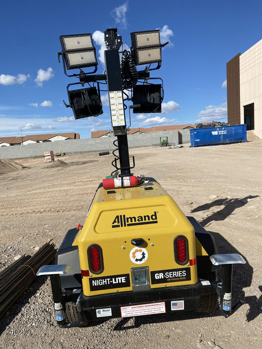 2022 Allmand NLV3GR (4) LED Light Fixture 350W, 23' Vertical Mast, 3kW Prime, Towable, ES Decals, T3