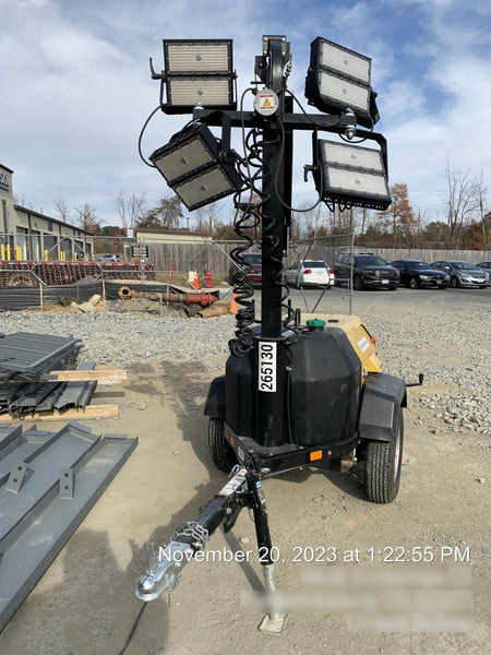 2022 Allmand NLV3GR (4) LED Light Fixture 350W, 23' Vertical Mast, 3kW Prime, Towable, ES Decals, T3