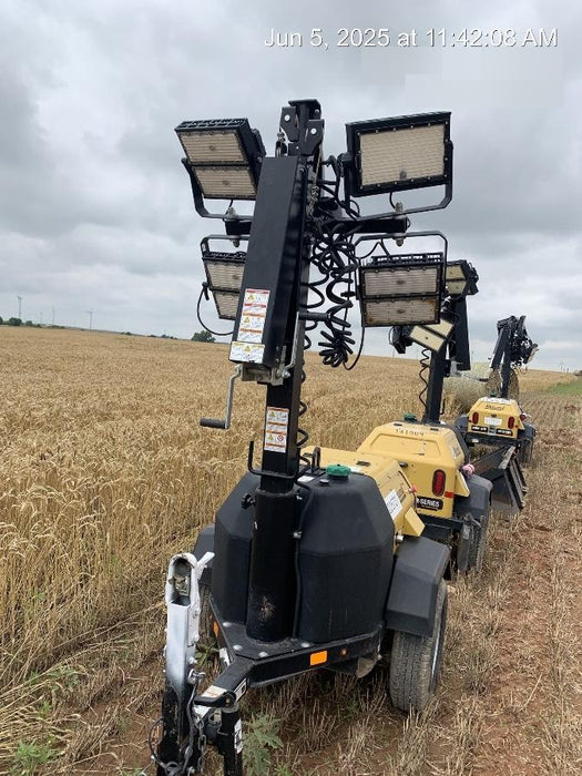 2022 Allmand NLV3GR (4) LED Light Fixture 350W, 23' Vertical Mast, 3kW Prime, Towable, Deep Sea L401, Leveling Jacks, Yanmar T4F 5.8hp