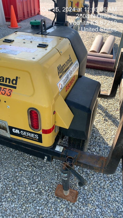 2022 Allmand NLV3GR (4) LED Light Fixture 350W, 23' Vertical Mast, 3kW Prime, Towable, Deep Sea L401, Leveling Jacks, Yanmar T4F 5.8hp