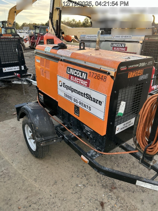 2021 Lincoln Electric Vantage 322 Vantage 322 Ready Pak 3 w/ Decals, ORANGE (includes trailer, cable rack, fender light kit) NO Telematics