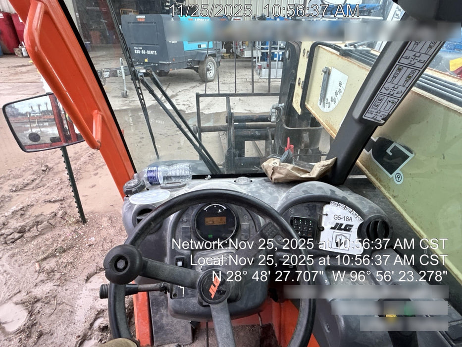 2020 JLG G5-18A Cab/Heat/Air, NM Solid Tires, Beacon w/48" Carriage, 48" Pallet Forks