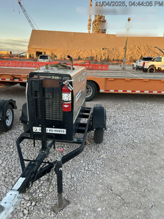 2019 Lincoln Electric Vantage 322 Welder Ready-Pak 3, Two wheel trailer, Fender and Light kit, Cable Rack