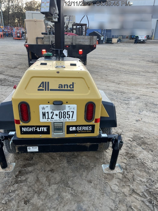 2022 Allmand NLV3GR (4) LED Light Fixture 350W, 23' Vertical Mast, 3kW Prime, Towable, ES Decals, T3