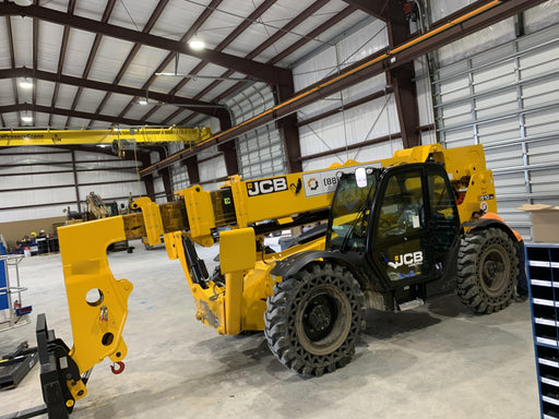 2020 JCB 510-56 Cab/Heat/Air, 74 HP, Solid Tires, STD Worklight, Beacon, Aux Hydraulics, Lifting Eye, Back up Alarm w/66" Carriage/60" Forks