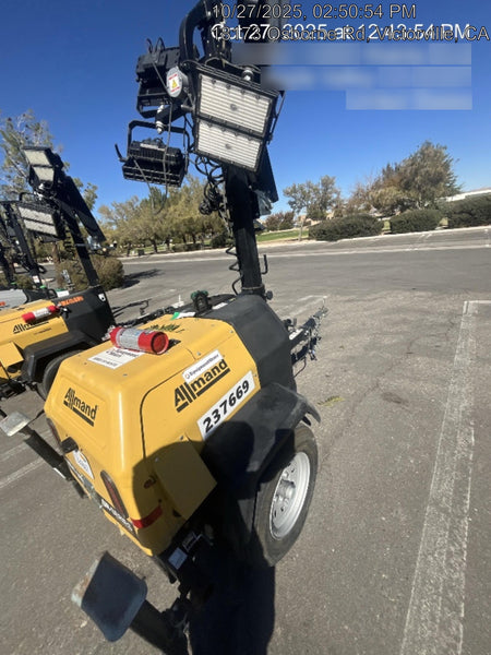 2022 Allmand NLV3GR (4) LED Light Fixture 350W, 23' Vertical Mast, 3kW Prime, Towable, ES Decals, T3