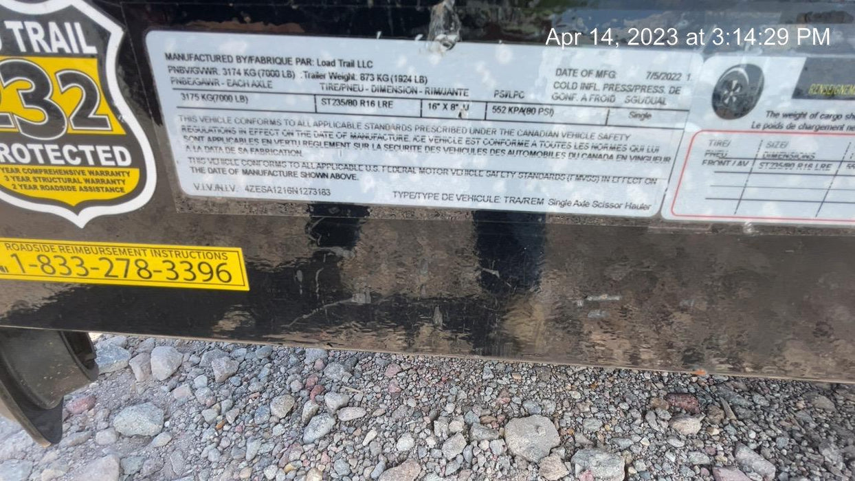 2022 LOADTRAIL Tilt-Deck Rental Trailer