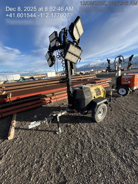 2022 Allmand NLV3GR (4) LED Light Fixture 350W, 23' Vertical Mast, 3kW Prime, Towable, Deep Sea L401, Leveling Jacks, Yanmar T4F 5.8hp