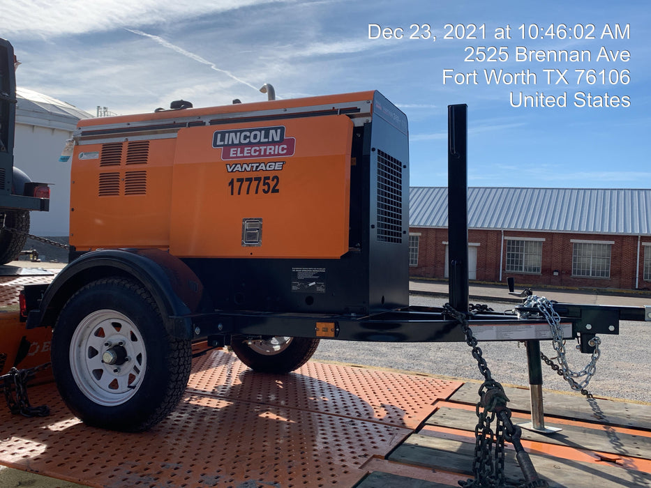 2021 Lincoln Electric Vantage 322 Vantage 322 Ready Pak 3 w/ Decals, ORANGE (includes trailer, cable rack, fender light kit) NO Telematics