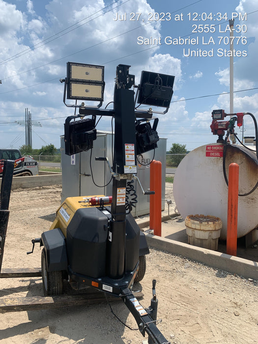 2022 Allmand NLV3GR (4) LED Light Fixture 350W, 23' Vertical Mast, 3kW Prime, Towable, Deep Sea L401, Leveling Jacks, Yanmar T4F 5.8hp