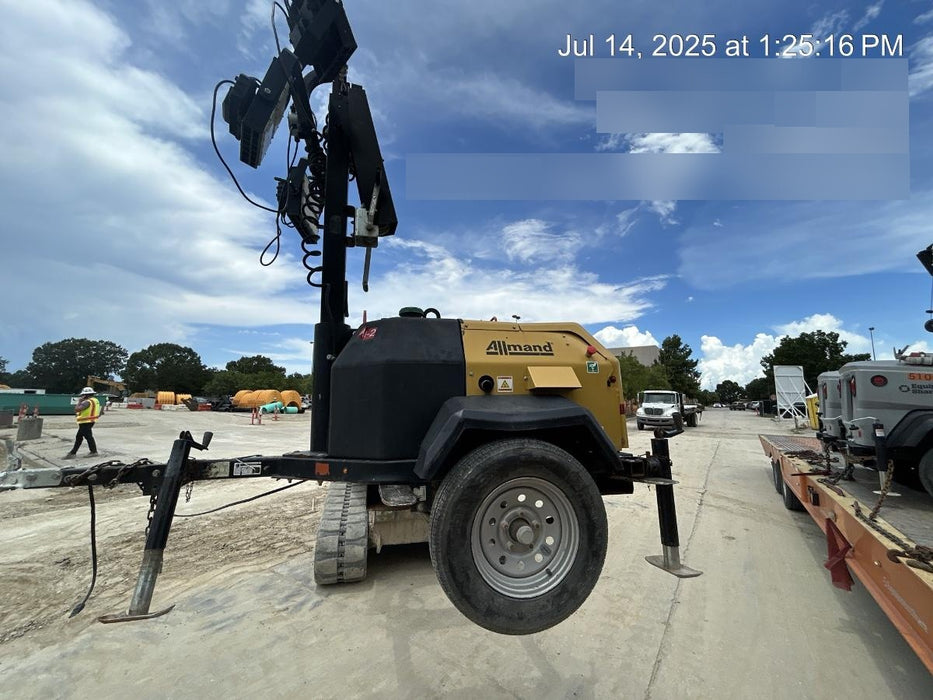 2022 Allmand NLV3GR (4) LED Light Fixture 350W, 23' Vertical Mast, 3kW Prime, Towable, Deep Sea L401, Leveling Jacks, Yanmar T4F 5.8hp