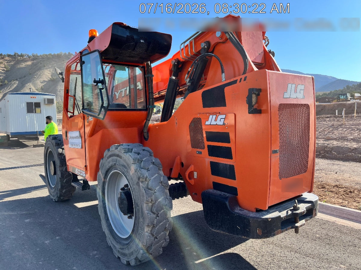2019 Skytrak 6036 Cab/Heat/Air, Solid Tires, LED Work Lights, Beacon w/50" Carriage, 48" Pallet Forks