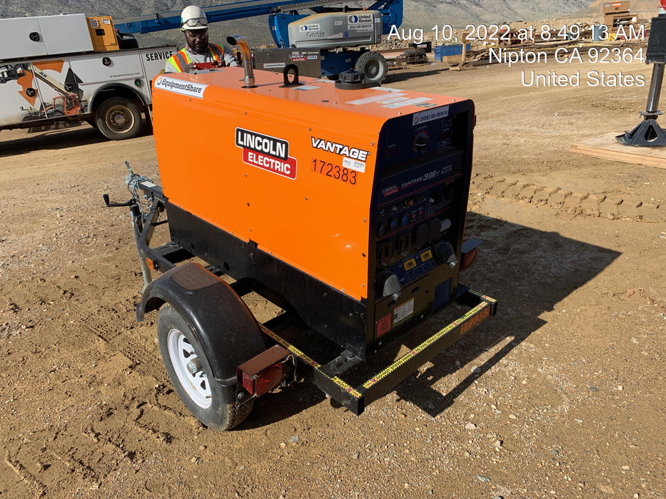 2021 Lincoln Electric Vantage 322 Vantage 322 Ready Pak 3 w/ Decals, ORANGE (includes trailer, cable rack, fender light kit) NO Telematics