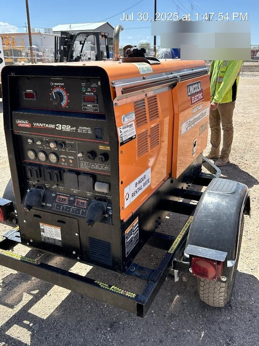 2021 Lincoln Electric Vantage 322 Vantage 322 Ready Pak 3 w/ Decals, ORANGE (includes trailer, cable rack, fender light kit) NO Telematics