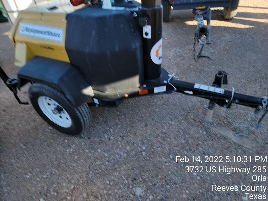 2022 Allmand NLV3GR (4) LED Light Fixture 350W, 23' Vertical Mast, 3kW Prime, Towable, Deep Sea L401, Leveling Jacks, Yanmar T4F 5.8hp