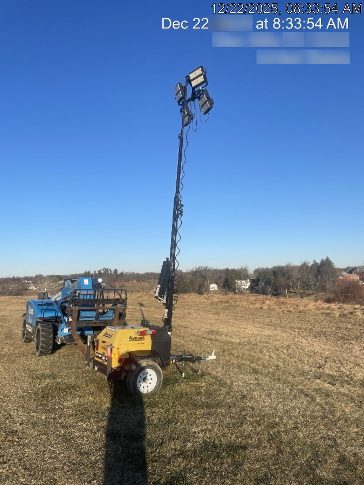 Allmand NLV3GR (4) LED Light Fixture 350W, 23' Vertical Mast, 3kW Prime, Towable, Deep Sea L401, Leveling Jacks, Yanmar T4F 5.8hp