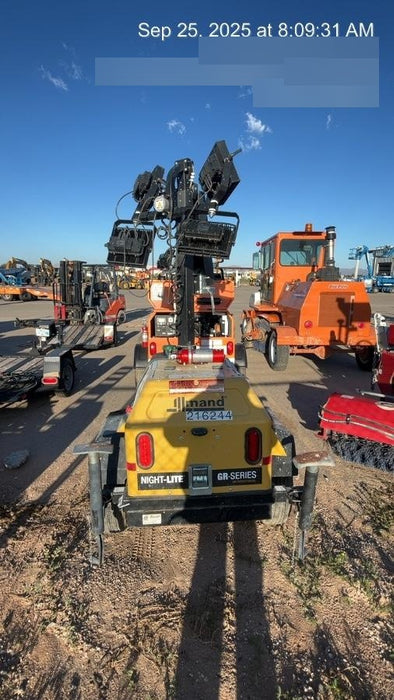 2022 Allmand NLV3GR (4) LED Light Fixture 350W, 23' Vertical Mast, 3kW Prime, Towable, Deep Sea L401, Leveling Jacks, Yanmar T4F 5.8hp