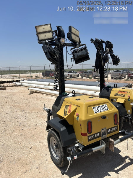 2022 Allmand NLV3GR (4) LED Light Fixture 350W, 23' Vertical Mast, 3kW Prime, Towable, Deep Sea L401, Leveling Jacks, Yanmar T4F 5.8hp