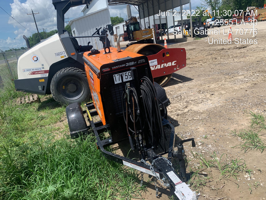 2021 Lincoln Electric Vantage 322 Vantage 322 Ready Pak 3 w/ Decals, ORANGE (includes trailer, cable rack, fender light kit) NO Telematics