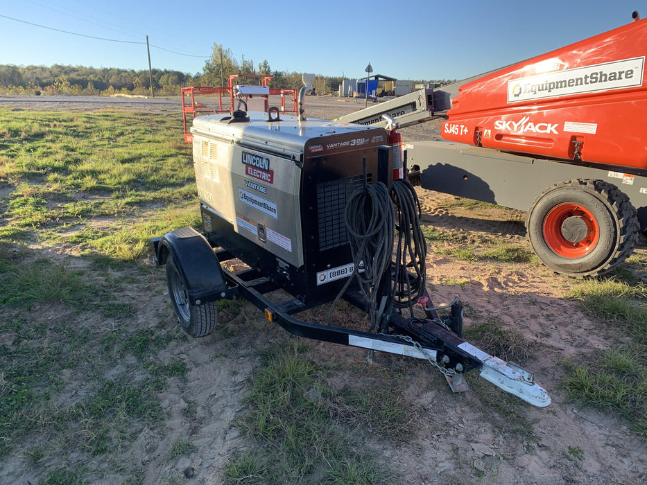 2019 Lincoln Electric Vantage 322 Welder Ready-Pak 3, Two wheel trailer, Fender and Light kit, Cable Rack