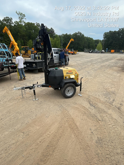 2022 Allmand NLV3GR (4) LED Light Fixture 350W, 23' Vertical Mast, 3kW Prime, Towable, Deep Sea L401, Leveling Jacks, Yanmar T4F 5.8hp