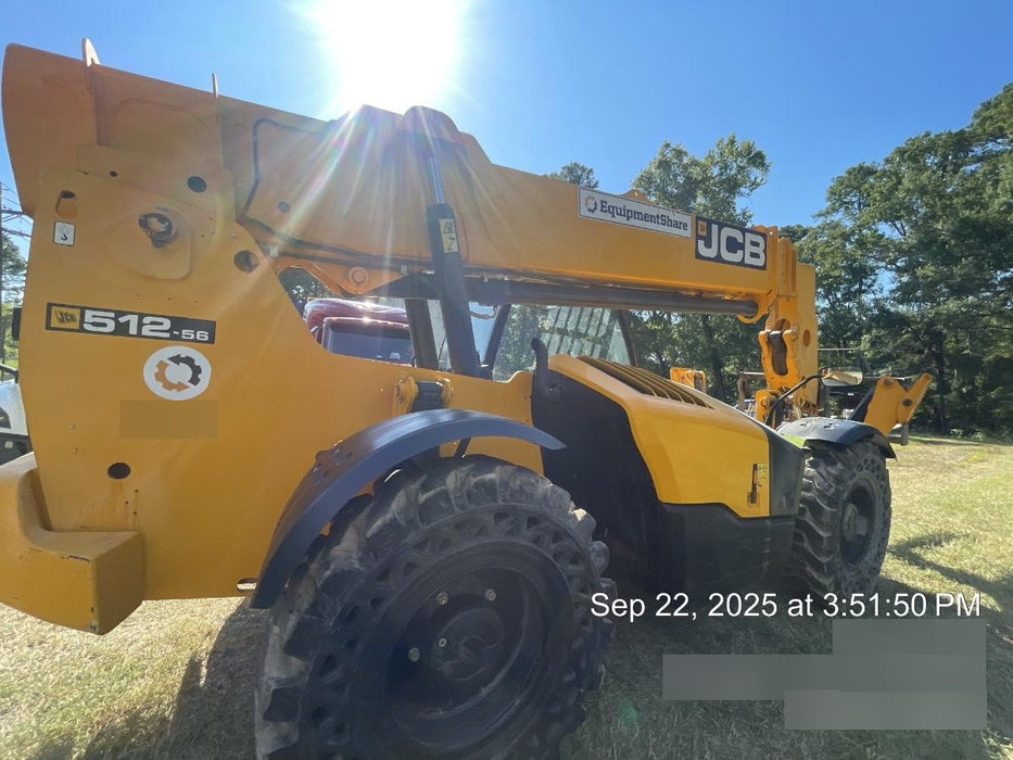 2019 JCB 512-56 Canopy, 109 HP, Solid Tires, STD Worklight, Beacon, Aux Hydraulics, Lifting Eye, Back up Alarm w/66" Carriage/60" Forks
