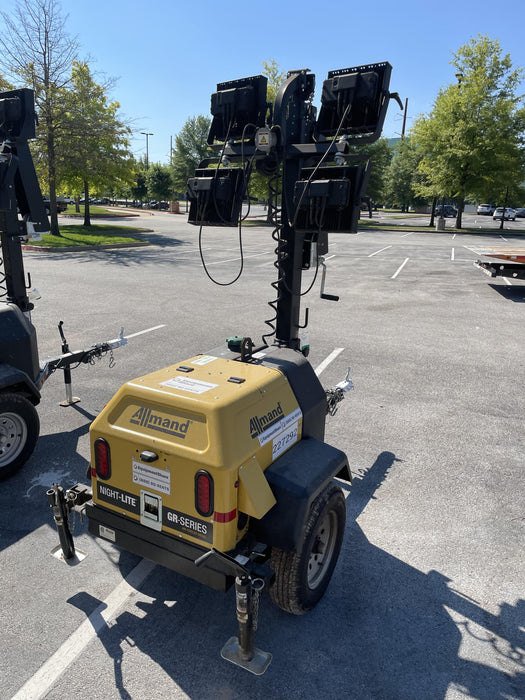 2022 Allmand NLV3GR (4) LED Light Fixture 350W, 23' Vertical Mast, 3kW Prime, Towable, Deep Sea L401, Leveling Jacks, Yanmar T4F 5.8hp