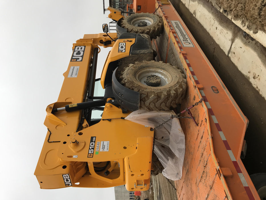 2019 JCB 510-56 Open ROPS, 74 HP, Solid Tires, Worklights, Beacon, Aux Hydraulics, Lifting Eye, 60" Carriage/60" Forks