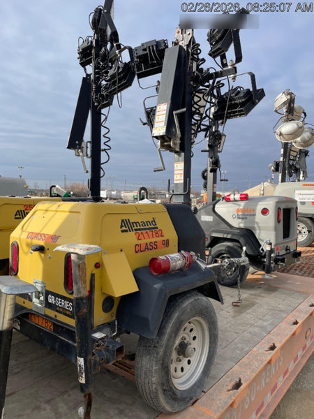 2022 Allmand NLV3GR (4) LED Light Fixture 350W, 23' Vertical Mast, 3kW Prime, Towable, Deep Sea L401, Leveling Jacks, Yanmar T4F 5.8hp