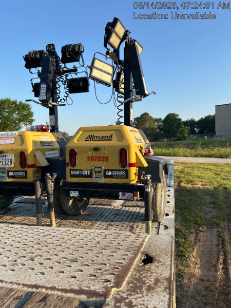 Allmand NLV3GR (4) LED Light Fixture 350W, 23' Vertical Mast, 3kW Prime, Towable, Deep Sea L401, Leveling Jacks, Yanmar T4F 5.8hp