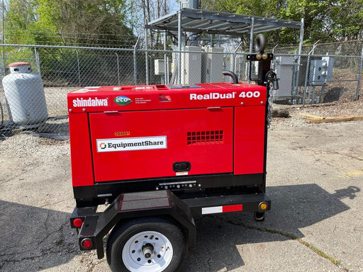 2023 Shindaiwa DGW400MDL Kubota D902 Engine, 23 HP, Dual Op Welder, Wire, Arc, Droop Stick, Tig, and CC Stick Functionality, Simulphase, 3 Phase and 1 Phase Gen Output, Single Axle NB Trlr, Slr Trckl Chrg 12V 12W, Fire Ext