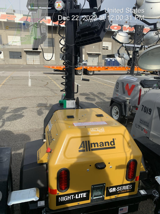 2022 Allmand NLV3GR (4) LED Light Fixture 350W, 23' Vertical Mast, 3kW Prime, Towable, ES Decals, T3